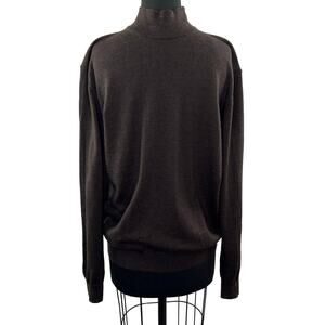 Grant Thomas Italian Merino Wool Brown Knit Turtleneck Men's Pullover Sweater L